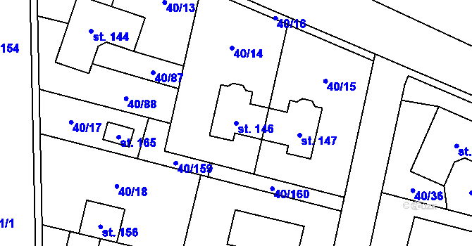 Parcela st. 146 v KÚ Noutonice, Katastrální mapa