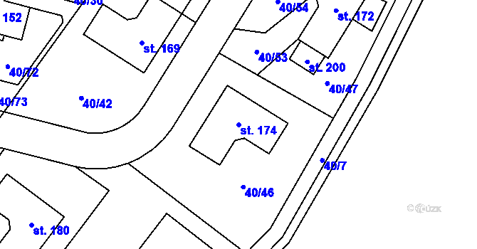 Parcela st. 174 v KÚ Noutonice, Katastrální mapa