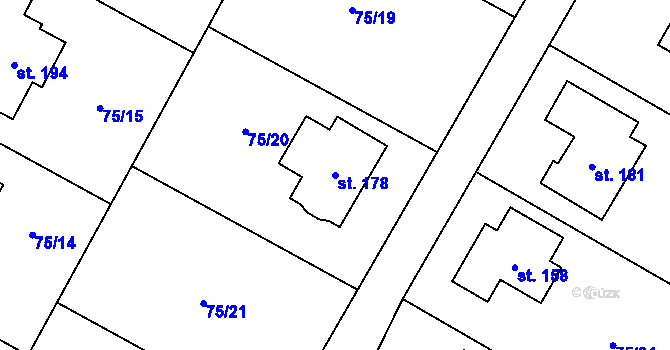 Parcela st. 178 v KÚ Noutonice, Katastrální mapa