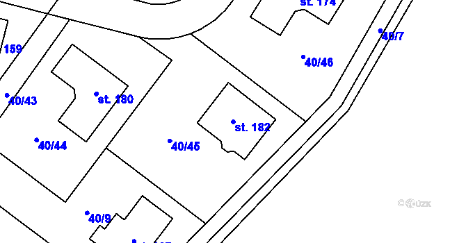 Parcela st. 182 v KÚ Noutonice, Katastrální mapa