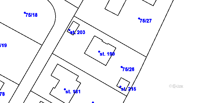 Parcela st. 199 v KÚ Noutonice, Katastrální mapa