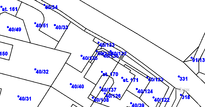 Parcela st. 40/135 v KÚ Noutonice, Katastrální mapa