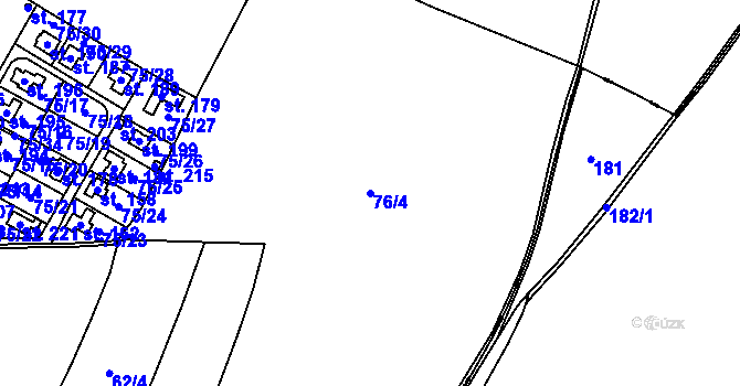 Parcela st. 76/4 v KÚ Noutonice, Katastrální mapa