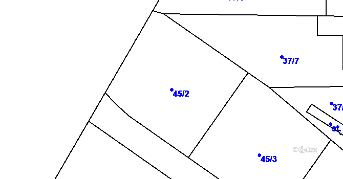 Parcela st. 45/2 v KÚ Noutonice, Katastrální mapa