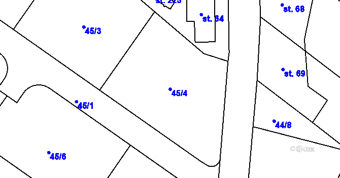 Parcela st. 45/4 v KÚ Noutonice, Katastrální mapa