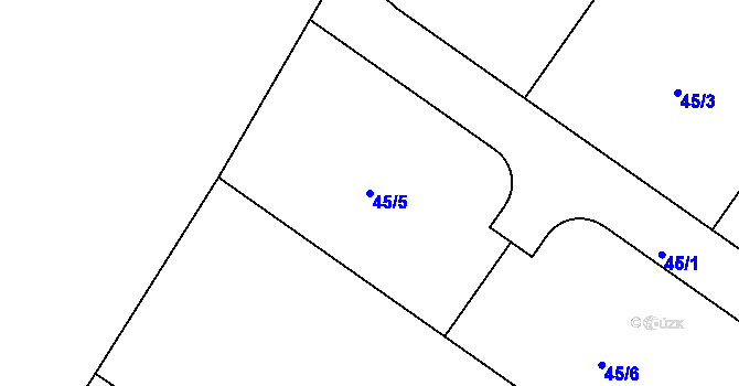 Parcela st. 45/5 v KÚ Noutonice, Katastrální mapa