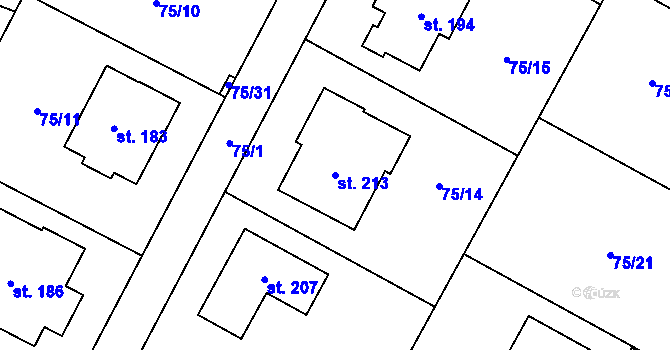 Parcela st. 213 v KÚ Noutonice, Katastrální mapa