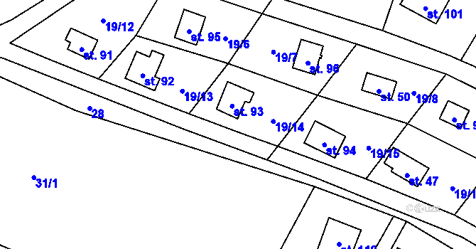 Parcela st. 93 v KÚ Okoř, Katastrální mapa