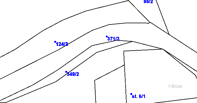 Parcela st. 371/2 v KÚ Okoř, Katastrální mapa