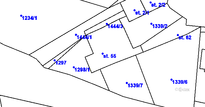 Parcela st. 55 v KÚ Líchovy, Katastrální mapa