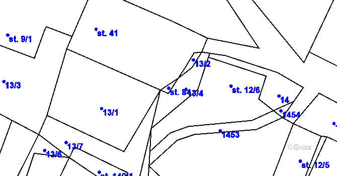 Parcela st. 84 v KÚ Líchovy, Katastrální mapa