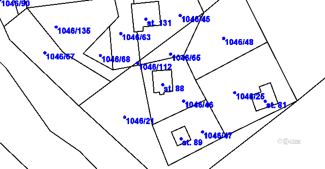 Parcela st. 88 v KÚ Líchovy, Katastrální mapa