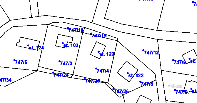 Parcela st. 123 v KÚ Líchovy, Katastrální mapa