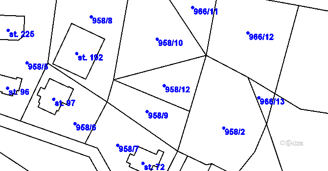 Parcela st. 958/12 v KÚ Líchovy, Katastrální mapa