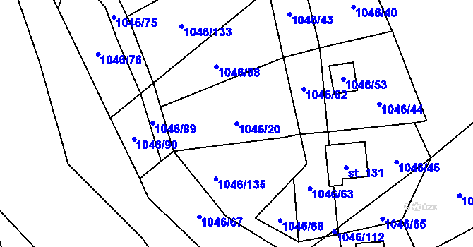 Parcela st. 1046/20 v KÚ Líchovy, Katastrální mapa