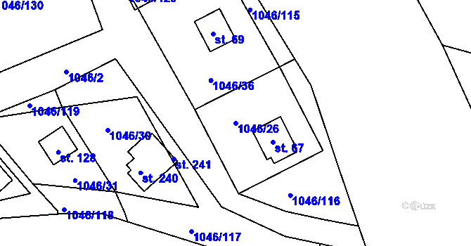 Parcela st. 1046/26 v KÚ Líchovy, Katastrální mapa