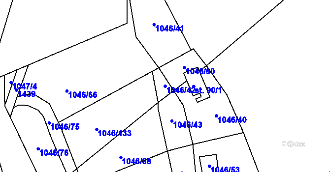 Parcela st. 1046/42 v KÚ Líchovy, Katastrální mapa