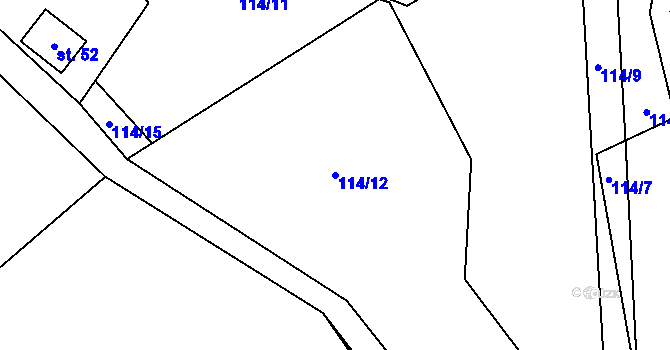 Parcela st. 114/12 v KÚ Líchovy, Katastrální mapa