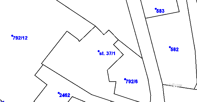 Parcela st. 37/1 v KÚ Lindava, Katastrální mapa