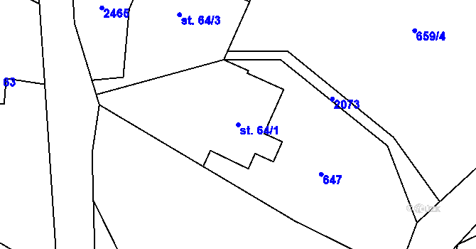 Parcela st. 64/1 v KÚ Lindava, Katastrální mapa