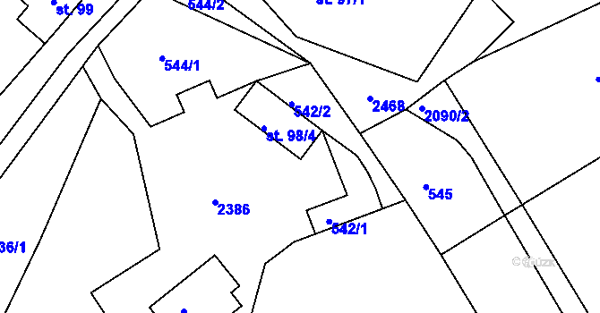 Parcela st. 98/2 v KÚ Lindava, Katastrální mapa
