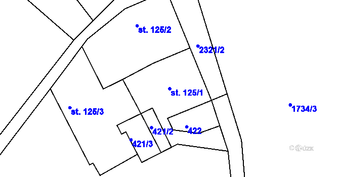 Parcela st. 125/1 v KÚ Lindava, Katastrální mapa