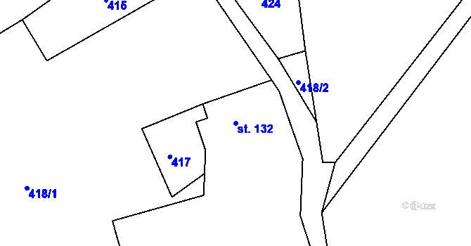 Parcela st. 132 v KÚ Lindava, Katastrální mapa