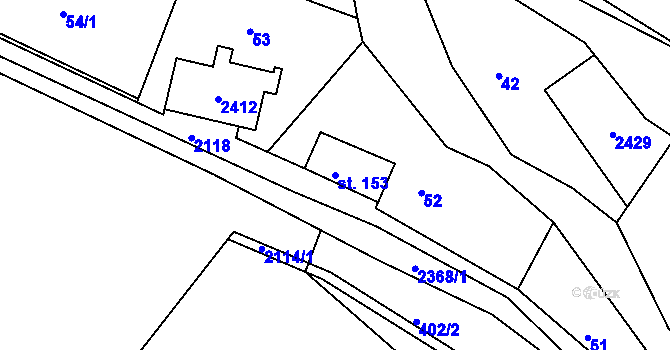 Parcela st. 153 v KÚ Lindava, Katastrální mapa