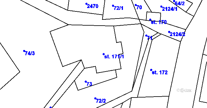 Parcela st. 171/1 v KÚ Lindava, Katastrální mapa