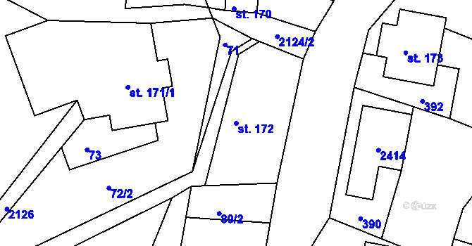 Parcela st. 172 v KÚ Lindava, Katastrální mapa