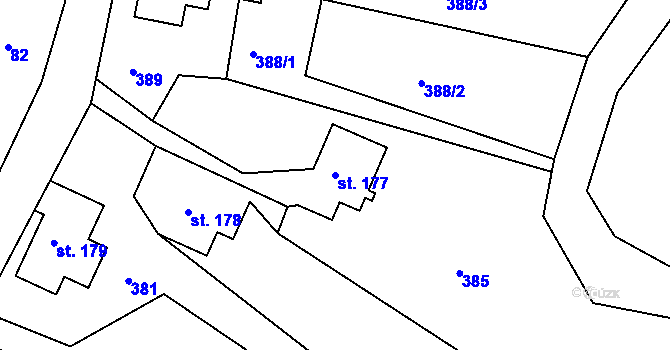 Parcela st. 177 v KÚ Lindava, Katastrální mapa