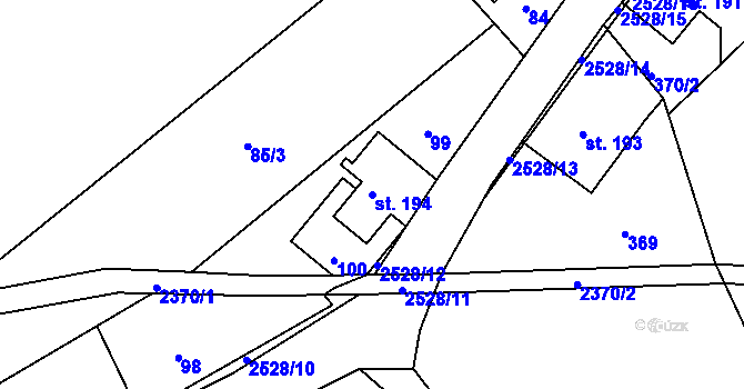 Parcela st. 194 v KÚ Lindava, Katastrální mapa