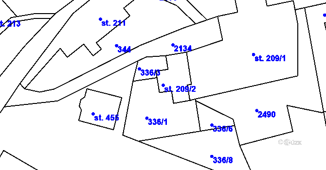 Parcela st. 209/2 v KÚ Lindava, Katastrální mapa