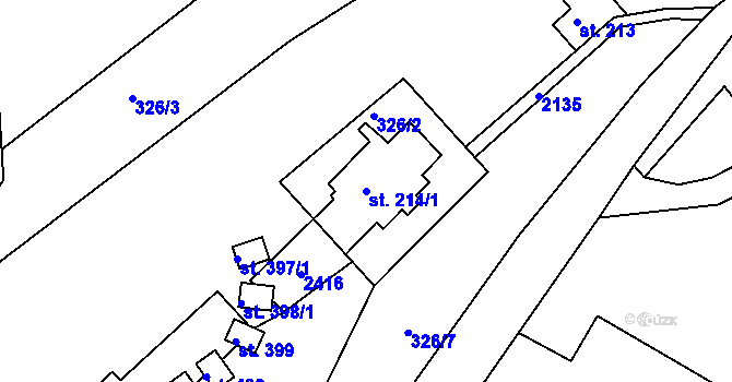 Parcela st. 214/1 v KÚ Lindava, Katastrální mapa