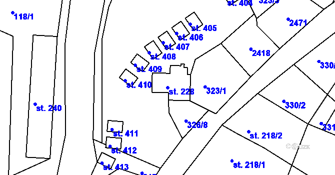 Parcela st. 228 v KÚ Lindava, Katastrální mapa