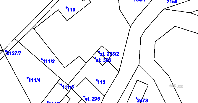 Parcela st. 233/2 v KÚ Lindava, Katastrální mapa