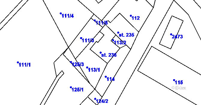 Parcela st. 236 v KÚ Lindava, Katastrální mapa