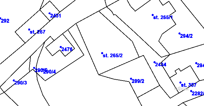 Parcela st. 265/2 v KÚ Lindava, Katastrální mapa