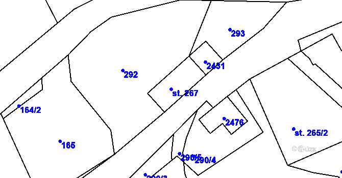 Parcela st. 267 v KÚ Lindava, Katastrální mapa