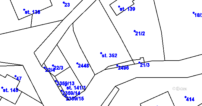 Parcela st. 352 v KÚ Lindava, Katastrální mapa