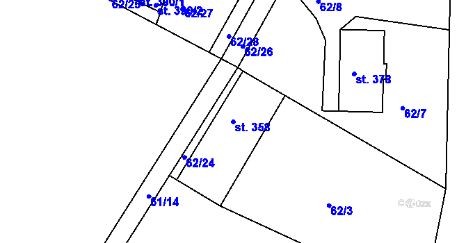Parcela st. 358 v KÚ Lindava, Katastrální mapa