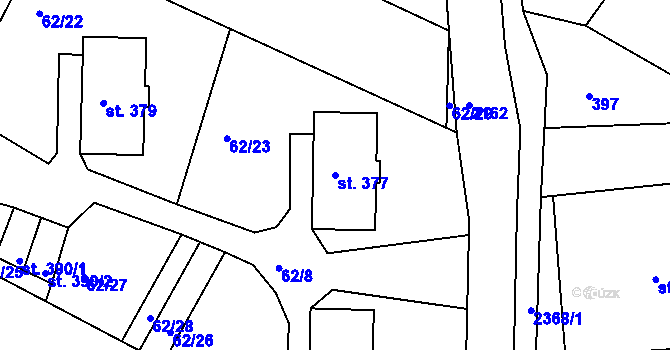 Parcela st. 377 v KÚ Lindava, Katastrální mapa