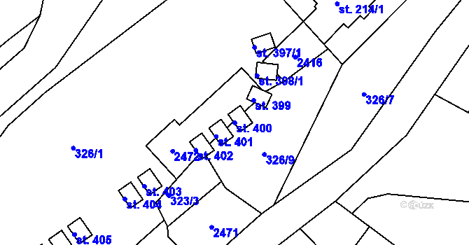 Parcela st. 400 v KÚ Lindava, Katastrální mapa
