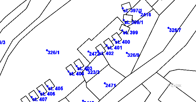 Parcela st. 402 v KÚ Lindava, Katastrální mapa