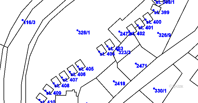 Parcela st. 404 v KÚ Lindava, Katastrální mapa