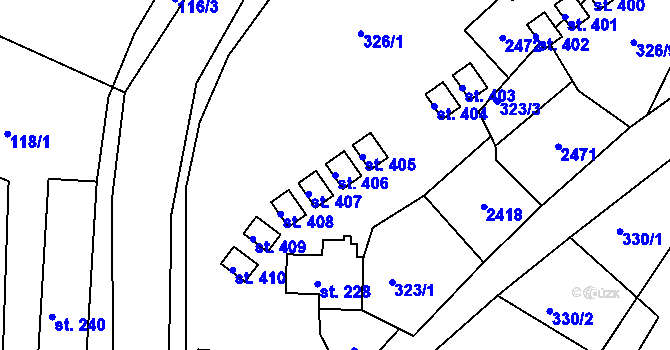 Parcela st. 406 v KÚ Lindava, Katastrální mapa