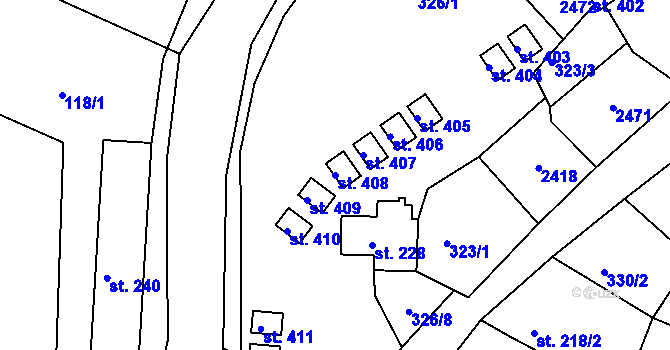 Parcela st. 408 v KÚ Lindava, Katastrální mapa