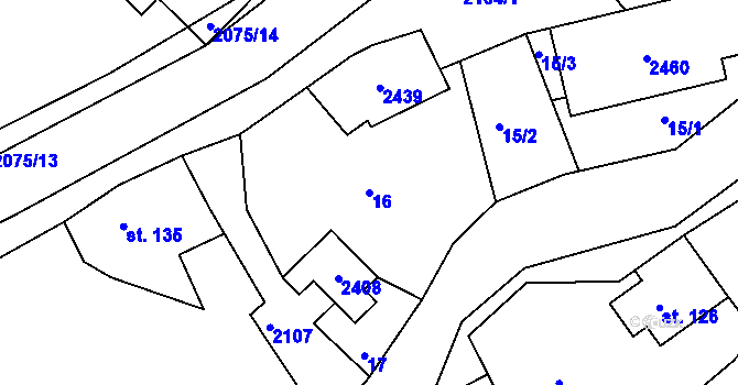 Parcela st. 16 v KÚ Lindava, Katastrální mapa
