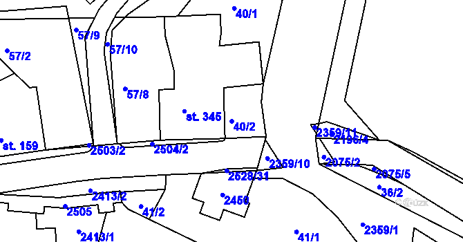 Parcela st. 40/2 v KÚ Lindava, Katastrální mapa