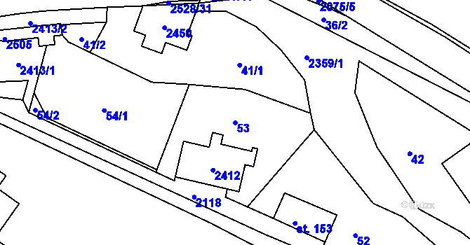 Parcela st. 53 v KÚ Lindava, Katastrální mapa